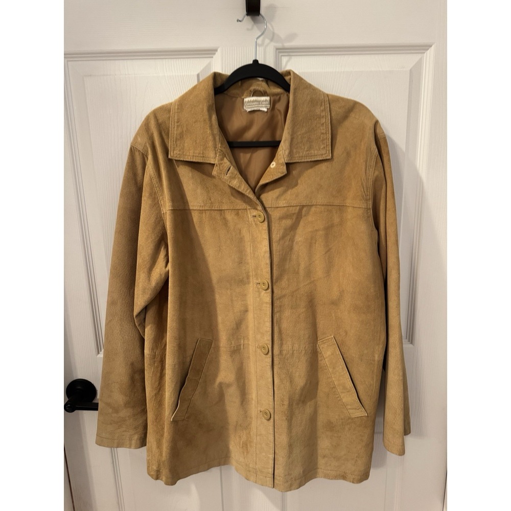 Coldwater Creek Suede Leather Tan Jacket Men's Sz 46 Classic Timeless Old‎ Money